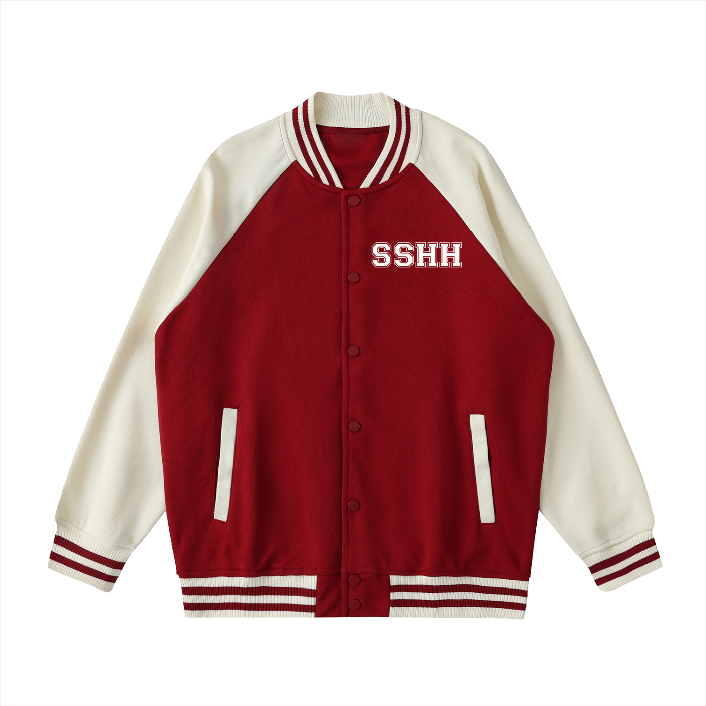 Two Tone Raglan Sleeve Varsity Jacket