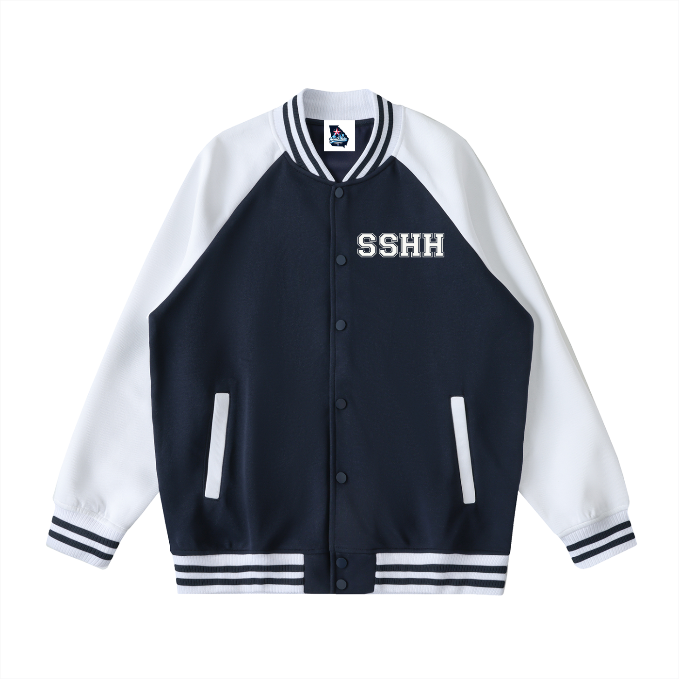 Two Tone Raglan Sleeve Varsity Jacket