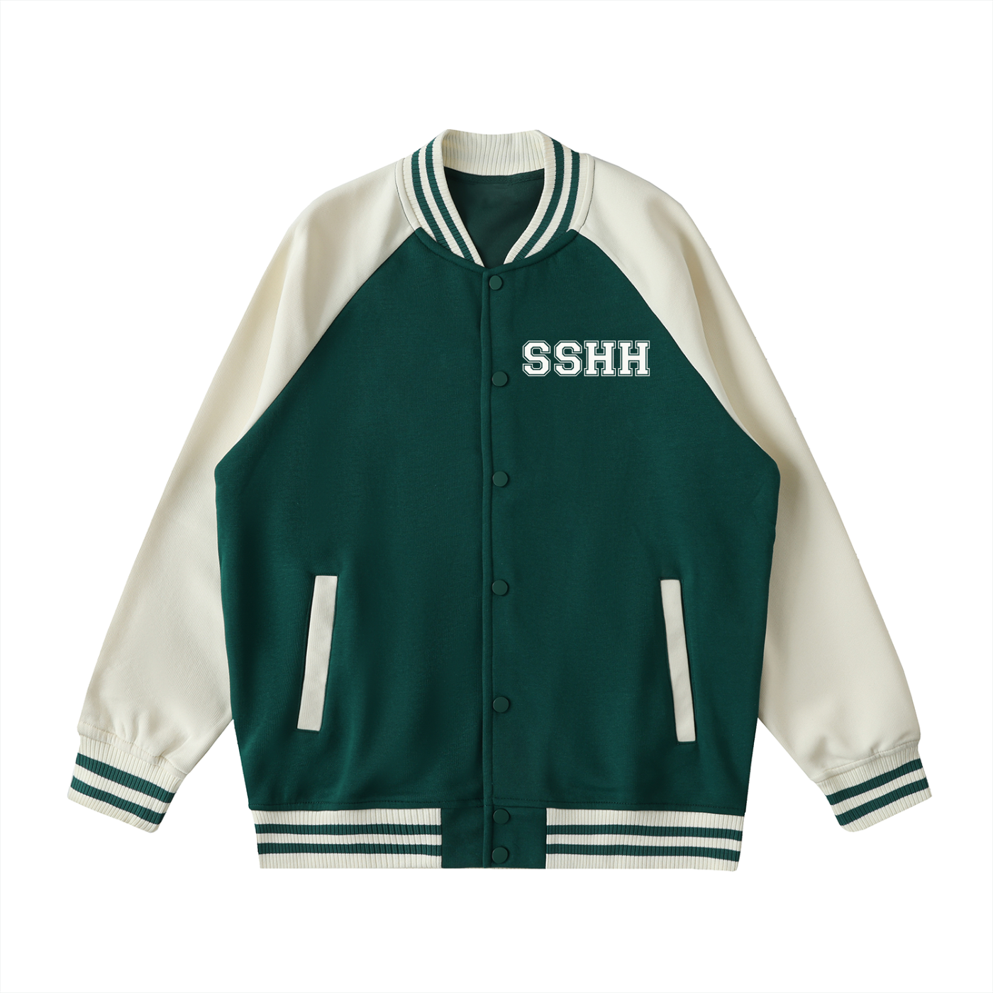 Two Tone Raglan Sleeve Varsity Jacket