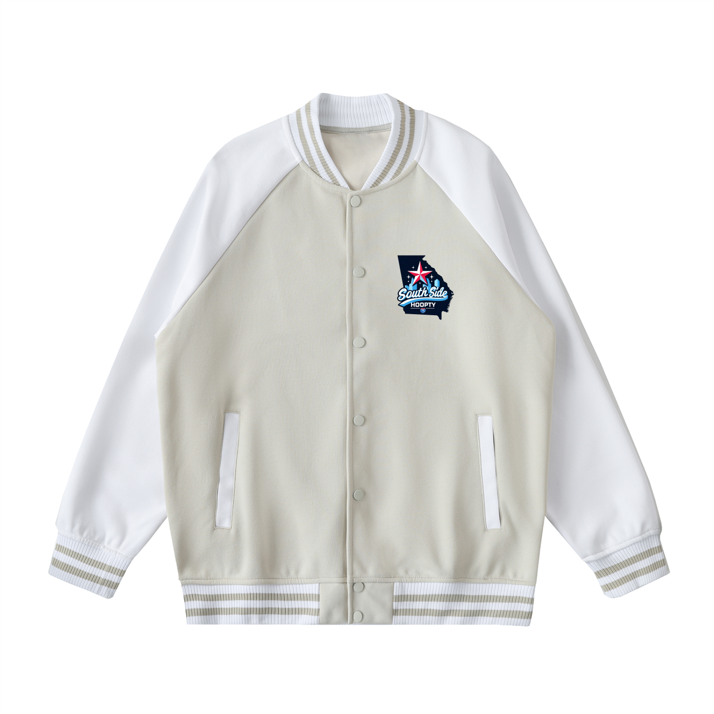 Two Tone Raglan Sleeve Varsity Jacket