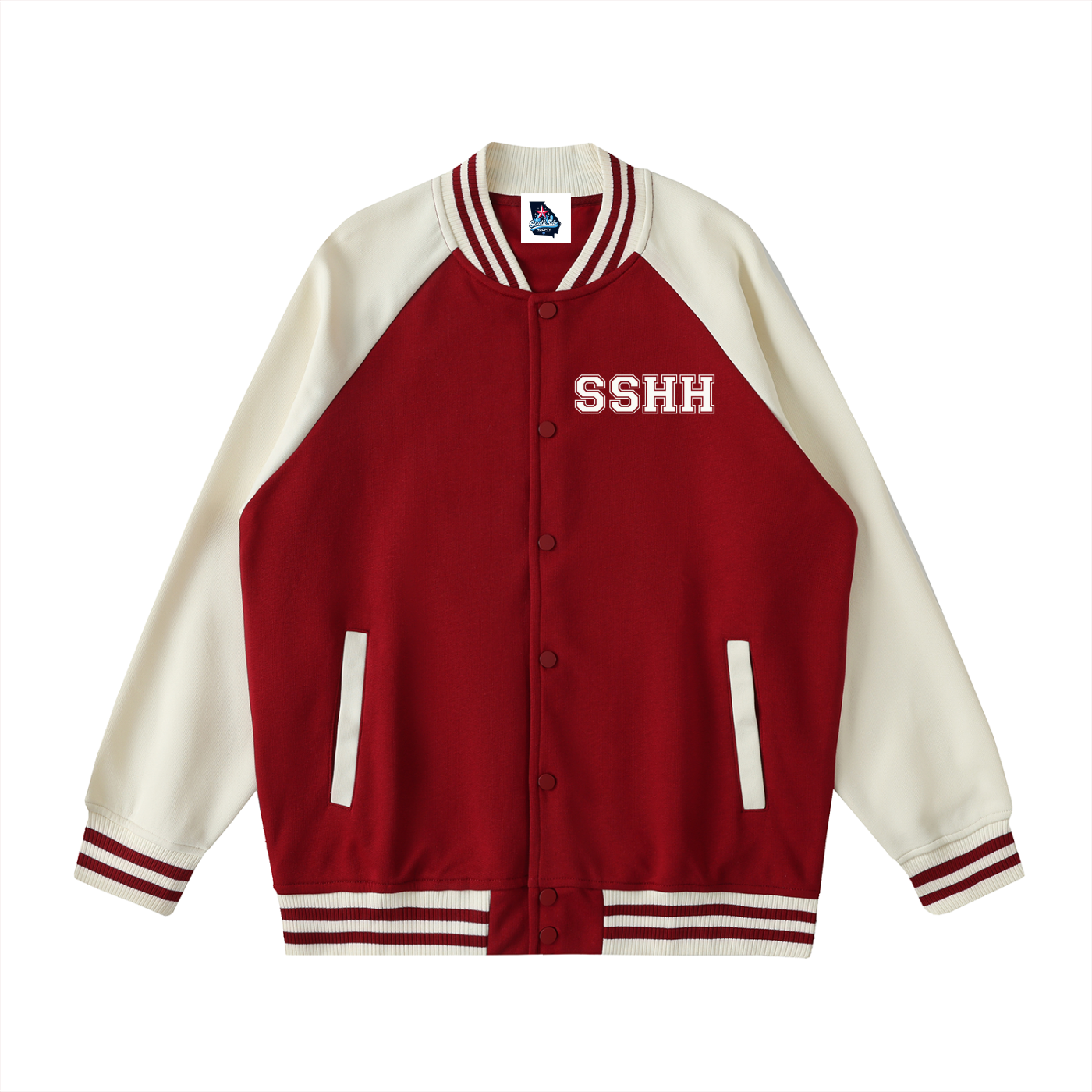 Two Tone Raglan Sleeve Varsity Jacket