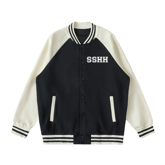 Two Tone Raglan Sleeve Varsity Jacket