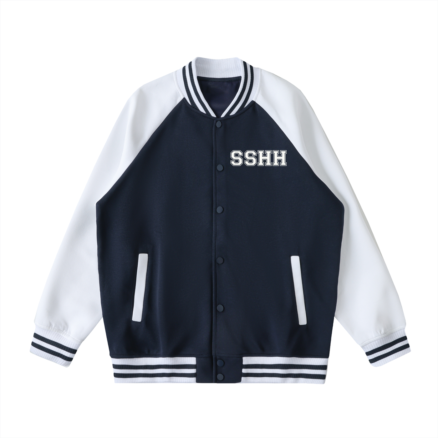 Two Tone Raglan Sleeve Varsity Jacket